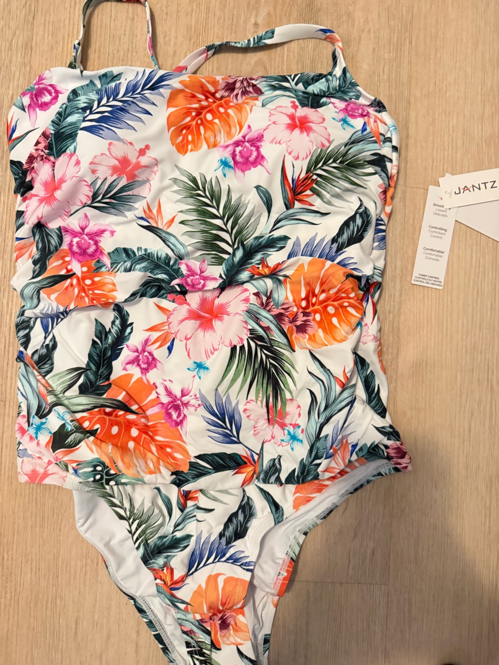 Jantzen Floral Tummy Control Tropical White Swimsuit